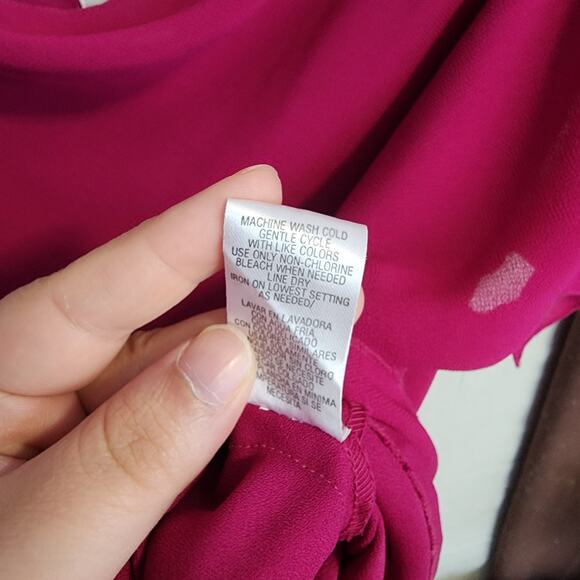 Studio 1 Petite Women's 2 Pc Blouse and Skirt Size 12P Pink Sheer Split Sleeves - Picture 10 of 13